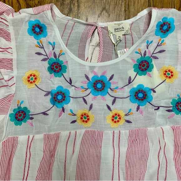 Perch by Blu Pepper Embroidered Pink Ruffle Sleeve Dress plus size 2X / 1X NWT - Picture 3 of 5